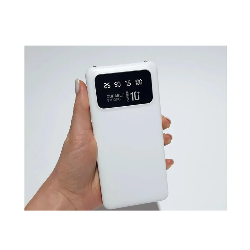 Повербанк LINKAGE LKP-26 10000mAh, 2×USB-A, USB-C та micro-USB, білий, фото 1