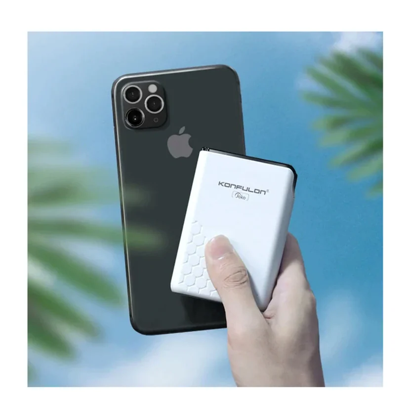 Повербанк Konfulon A6 mini 10000mAh, 2×USB-A, USB-C, micro-USB та Lightning, білий, фото 1